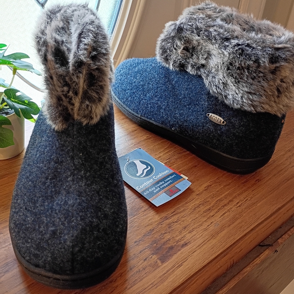 ACORN SZ 8-9 FAUX CHINCHILLA 11 LINED WOOL BOOTIE NWT